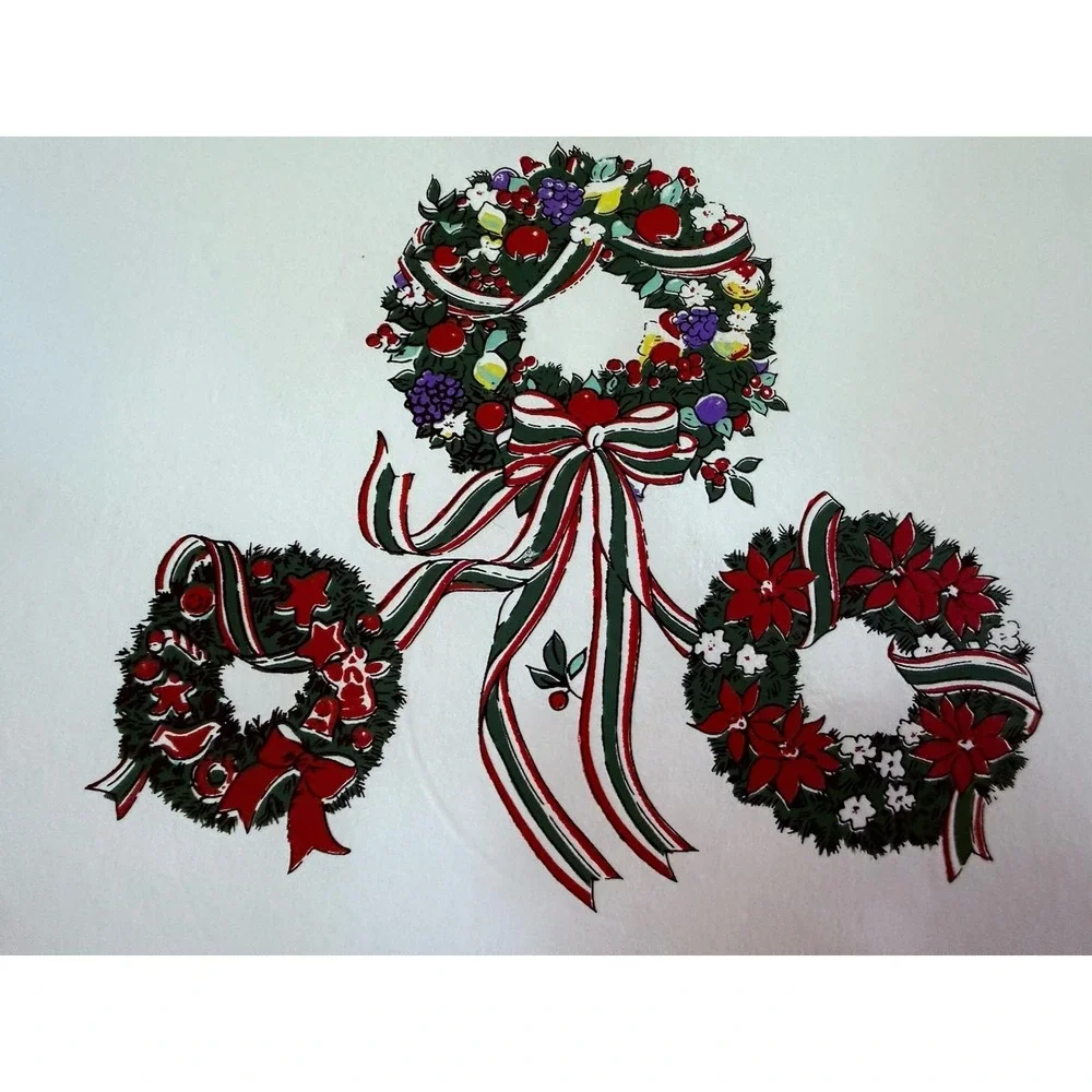 Christmas Wreaths‎ Oval SET Of 4 Vinyl Cala Di Volpe Vintage 1980s Pop Retro